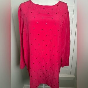 Diane Guilman Vintage Pink Tunic Top Blouse. 100%Silk Blend. Sequin
Trim Size 1X